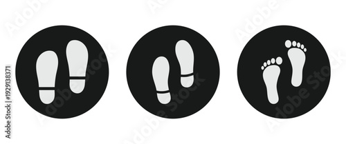 Footprint icon design template in flat vector style used to signifying spa treatments, massages, pedicure service, labeling shoe stores and vector illustration use.