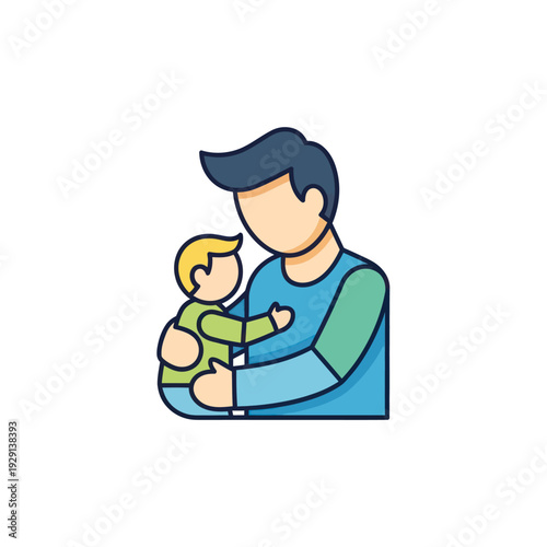 Father holding baby icon illustration on white background