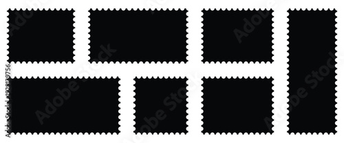 Clean postage stamp template in rectangular frame . Postage icon ideal for Postal service, design and marketing materials. Vector art and illustration.