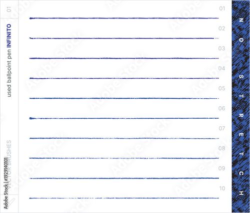 Vector Brushes. Ballpoint Pen Ink. No-stretch.