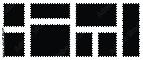 Postage stamp icon set in flat style. Postage stamp vector used for retro branding, vector designs for web backgrounds, digital Interfaces and document tools.