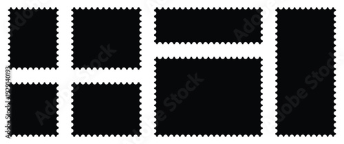 Postage stamp icon set in flat style. Postage stamp vector used for retro branding, vector designs for web backgrounds, digital Interfaces and document tools.
