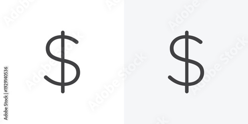 Dollar icon vector sign symbol isolated on white. Stroke and clipart style