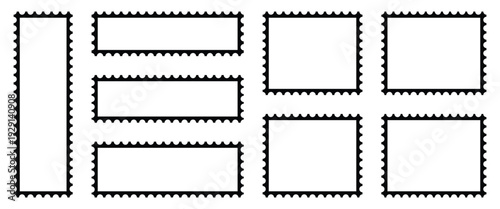 Simple postage stamp template in white background . Postage icon ideal for mailing, postal service, design and marketing materials. Vector art and illustration.