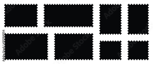 Empty paper rectangle and square postage stamp templates. Vector stamp icon are used in mail and sopping application, specifically used for airmail, express mail, or tracking services.