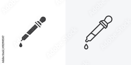 Dropper pipette icon vector sign symbol isolated on white. Stroke and clipart style