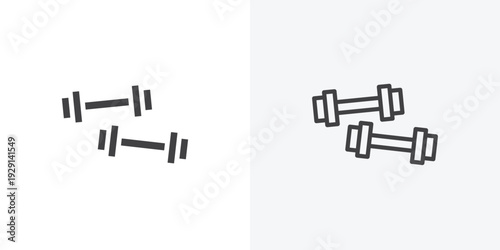 Dumbbell pair icon vector sign symbol isolated on white. Stroke and clipart style