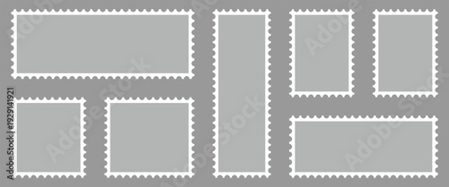 Set of blank rectangle and square postage stamps designed for graphic design, branding, and Used in banners, labels for shipping. Vector illustration.