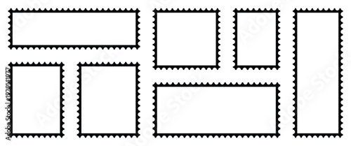 Set of blank rectangle and square postage stamps designed for graphic design, branding, and Used in banners, labels for shipping. Vector illustration.