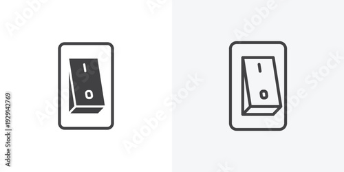 Electric switch icon vector sign symbol isolated on white. Stroke and clipart style