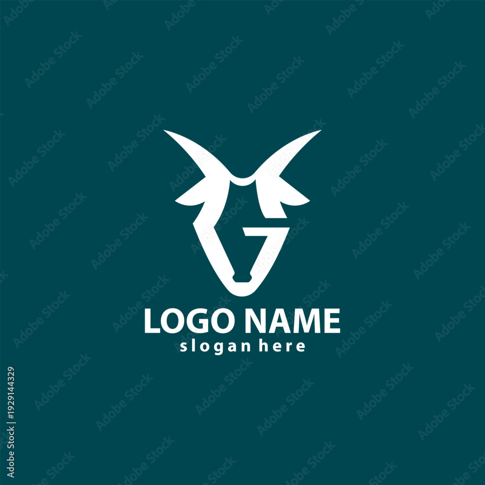 Obraz premium letter G goat logo design vector