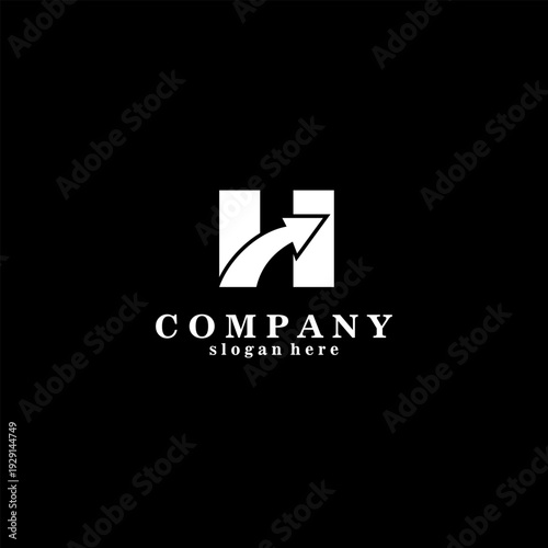 letter H arrow logo design vector