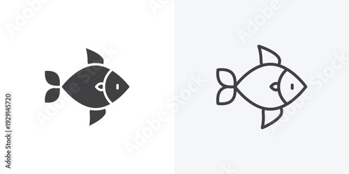 Fish icon vector sign symbol isolated on white. Stroke and clipart style