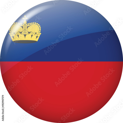 Liechtenstein Flag Glossy Round Button Icon