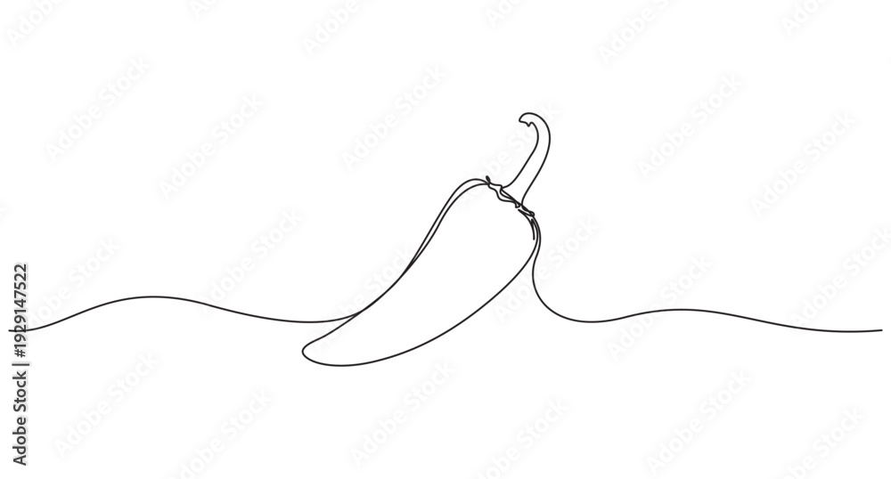 Obraz premium Continuous line drawing of chili pepper. Single line vector illustration of chili pepper. Editable line. Chili Pepper One Line Drawing,