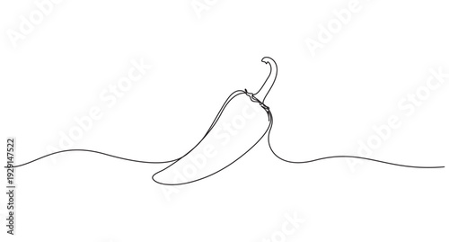 Continuous line drawing of chili pepper. Single line vector illustration of chili pepper. Editable line. Chili Pepper One Line Drawing,