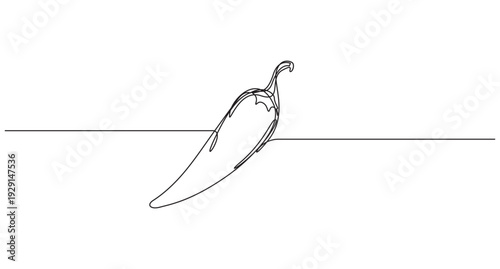 Elegant hot chili continuous one line minimalist art design, Continuous line drawing of chili pepper