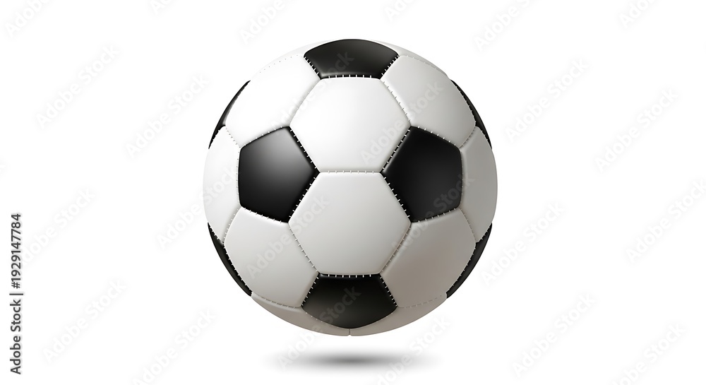 Fototapeta premium Classic soccer ball in mid-air on white background