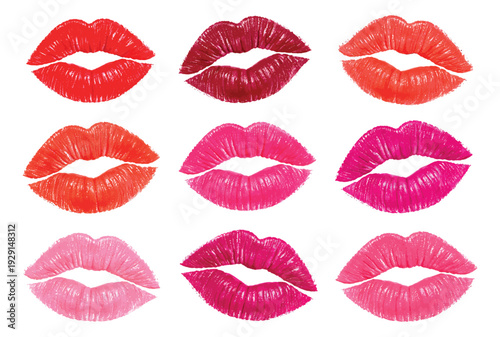 Textured lipstick kiss set featuring colorful lip prints for beauty branding