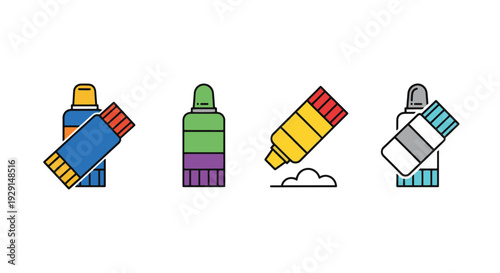 Glue Stick Line art minimal digital color illustration