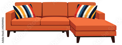 Modern flat design illustration of a sectional sofa depicting home comfort for interior design