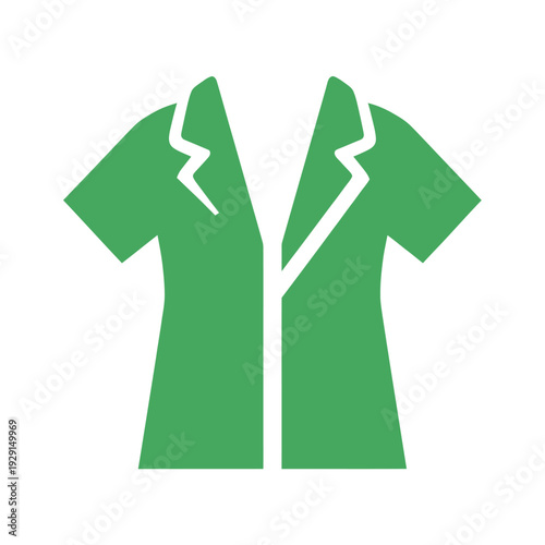 Green short sleeve medical scrub top flat icon