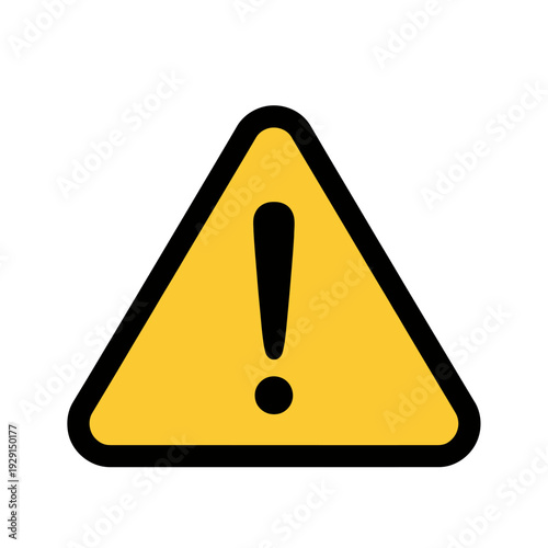 Yellow warning sign with black exclamation mark icon