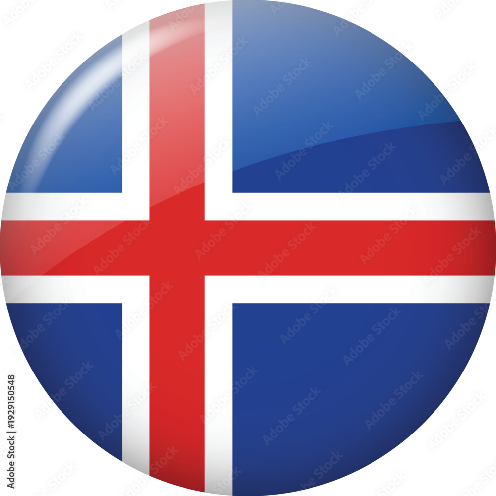Fototapeta premium Iceland Flag Glossy Round Button Icon