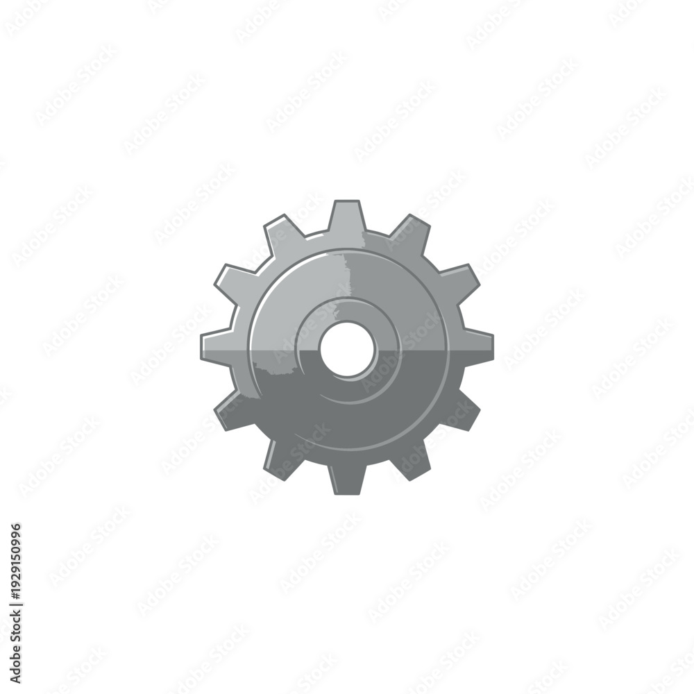 Fototapeta premium Shiny Chrome Gear with Circular Indicator, Isolated on White
