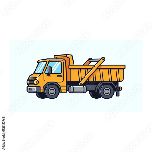 Yellow Dump Truck Vector, Construction Site Hauling Vehicle