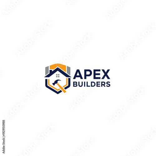 Apex Builders Shield Logo with House, Hammer, and Wrench