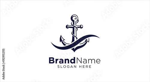 Anchor Logo Design with Brand Name Template.