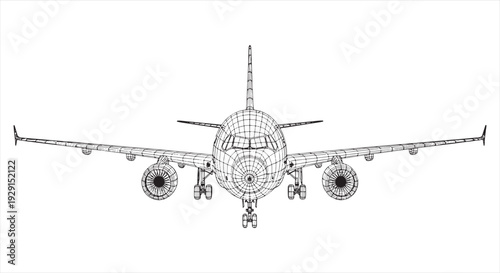 Airplane Blueprint Design – Aviation Engineering Technical Drawing and Aircraft Schematic