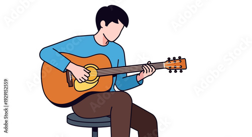 Man Playing Acoustic Guitar Illustration.