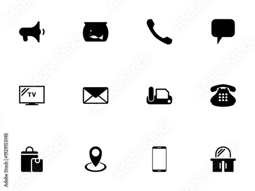 Communication, Media, and Retail Icons for Contact and Location Services