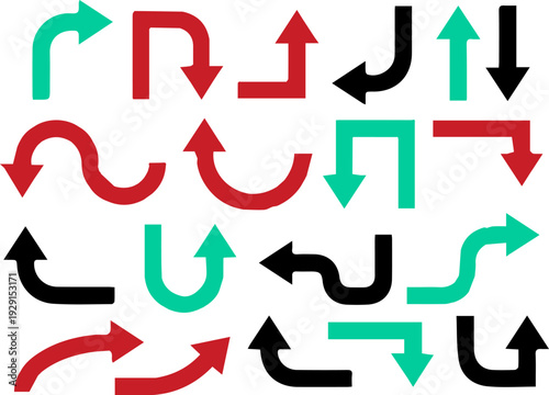 U Turn and Direction Arrow Vector Collection – Road Sign Icon Set