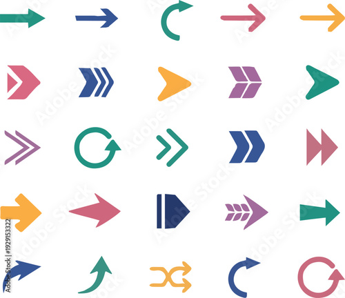Colorful Arrow Icon Collection – Direction and Navigation Vector Set