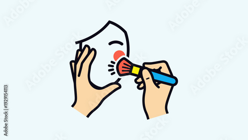 Applying Blush Makeup with Brush to Face