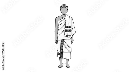 Muslim Pilgrim in Ihram Clothing