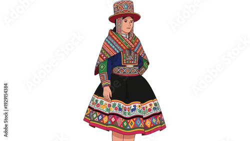 Peruvian Woman in Traditional Andean Attire