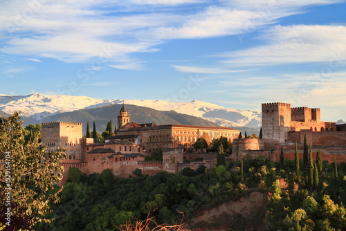 Alhambra Palace and Fortress Overlooking Granada, Spain