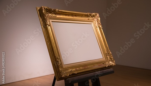 Wallpaper Mural Ornate gold picture frame on display stand with classic gilded decorative design Torontodigital.ca