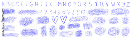 Bold pen leaves scratch texture, pen energy meets scratch and squiggle, scribble shapes font, doodle and line in playful messy composition.