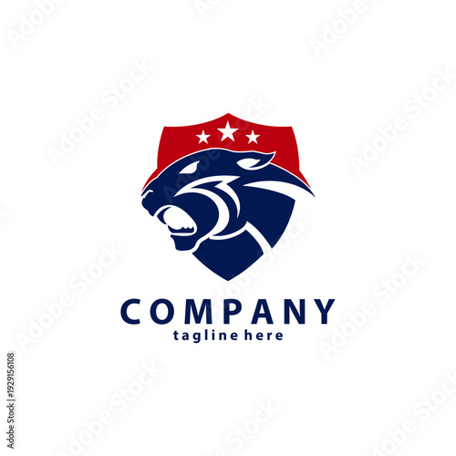 panther shield logo design vector