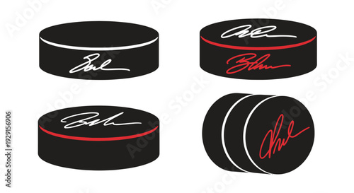Hockey Puck Signed abstract colorful design illustration
