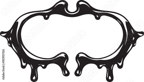 Two symmetrical black dripping oval shaped frames connected in the center create a unique horizontal design.