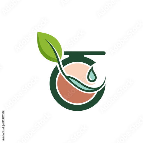 Green leaf and water drop natural eco icon