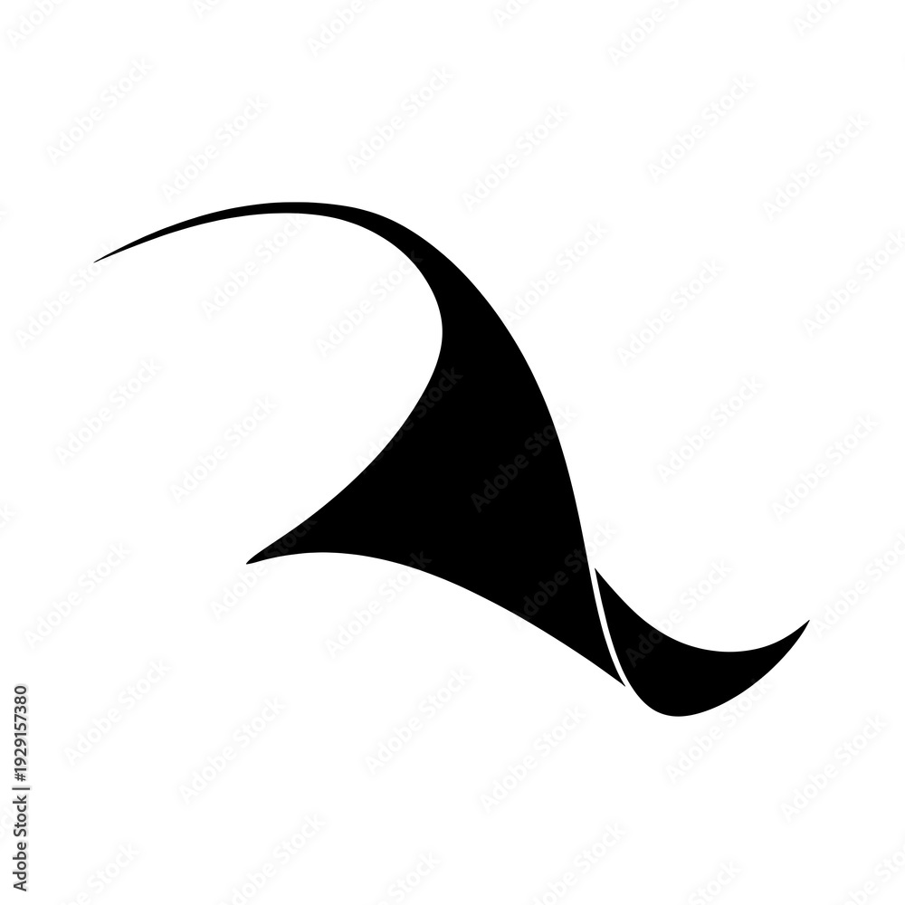 Fototapeta premium Black abstract shape on white background.