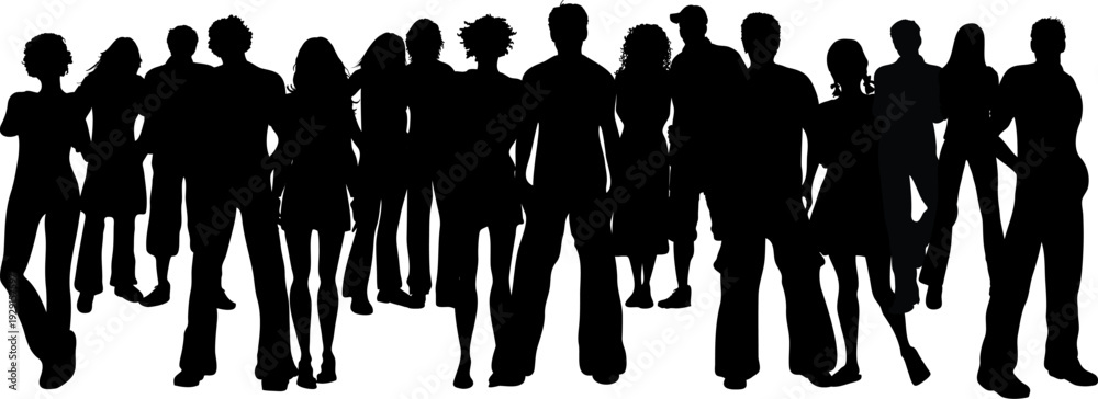 © shahadathossen - people standing together in silhouette against a white background © shahadathossen - people standing together in silhouette against a white background