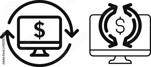 Online Payment Exchange Line Icon Vector